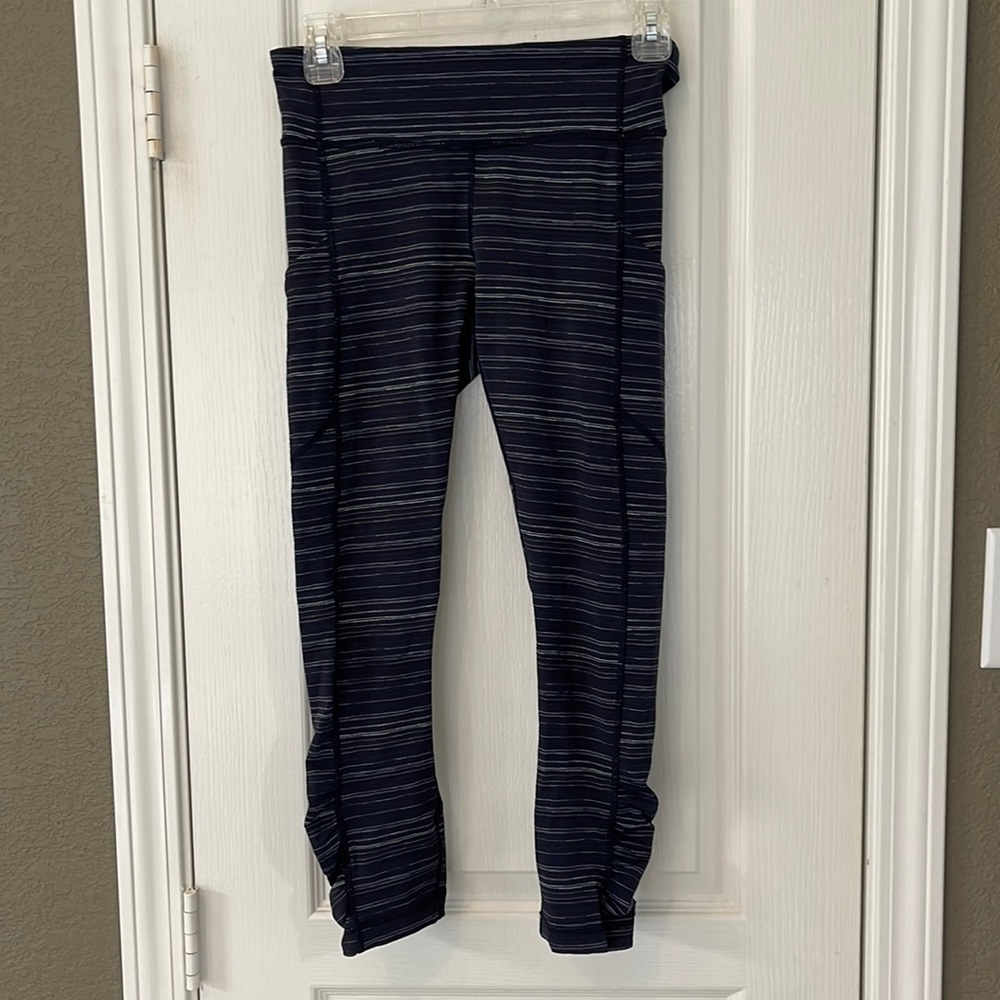 lululemon athletica Navy & Light Blue Striped Leggings